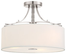 Minka-Lavery 3307-84 - Poleis 3L Brushed Nickel Semi Flush w/ White Linen Shade
