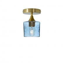 Bicycle Glass X1-601LUNSTB-SEM01-BRS-XX-04W - 601 Lunar: Semi Flush Light - Steel Blue / Polished Brass