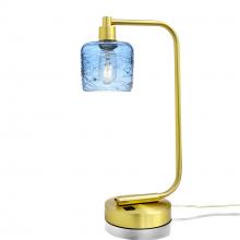 Bicycle Glass X1-601SPNSTB-LMP01-SBR-XX-04W - 601 Spun: Table Lamp - Steel Blue / Satin Brass